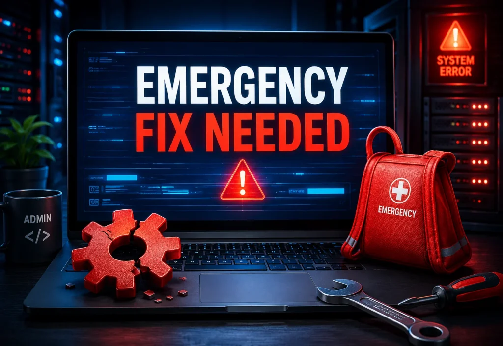 500 internal server error after website update on a browser screen