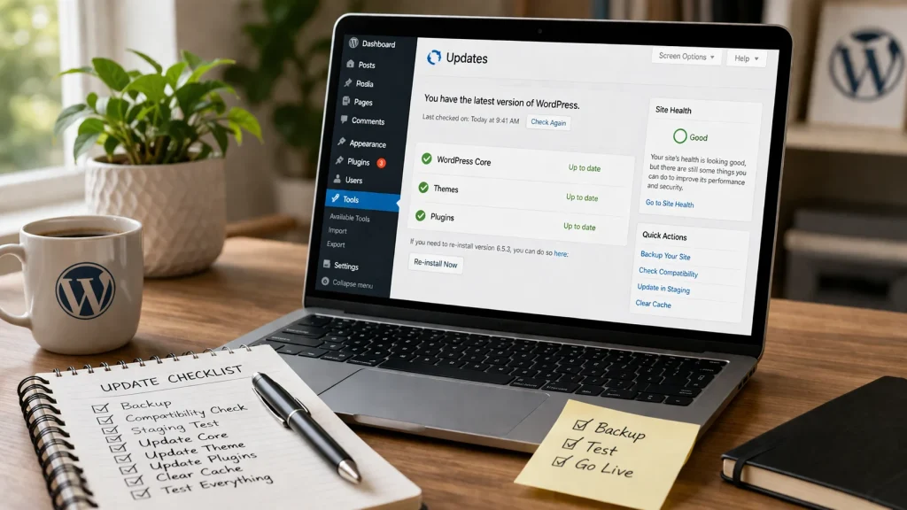 prevent WordPress site from breaking after updates with safe update workflow