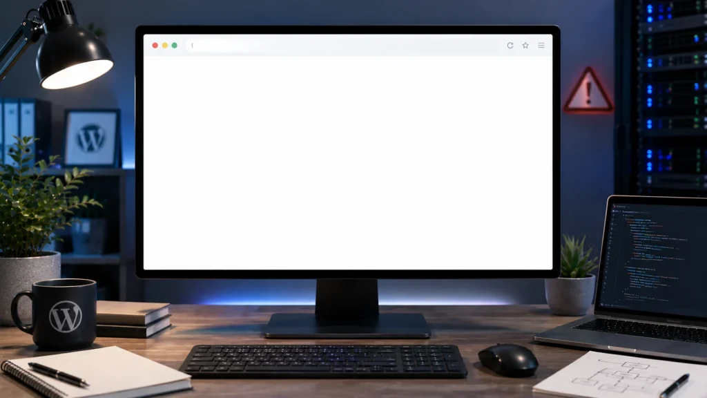 website white screen blank page during technical troubleshooting