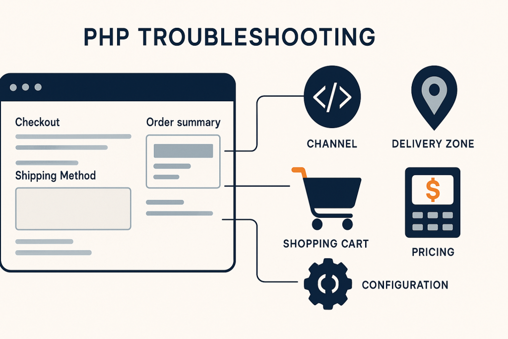 Sylius checkout shipping method configuration troubleshooting diagram