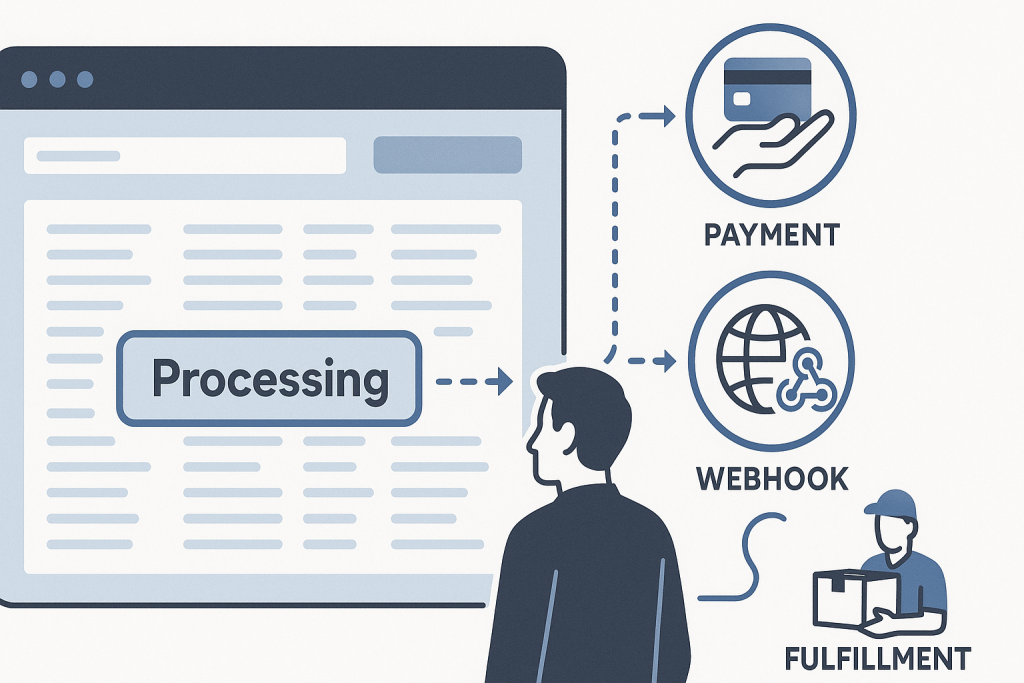 WooCommerce order details screen showing an order in Processing status