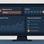 Website monitoring dashboard displaying a critical error alert